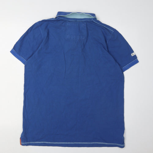 Red Herring Men's Blue Polo Shirt Size L Casual Graphic