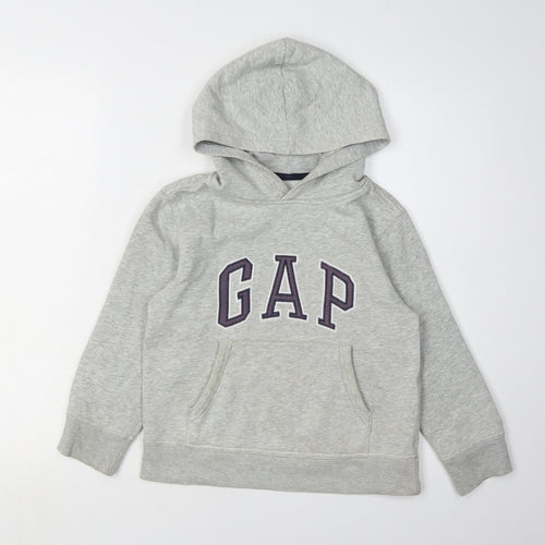 Gap Boys Grey Logo Pullover Hoodie - Size 6-7 Years