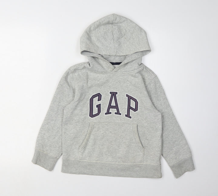 Gap Boys Grey Logo Pullover Hoodie - Size 6-7 Years