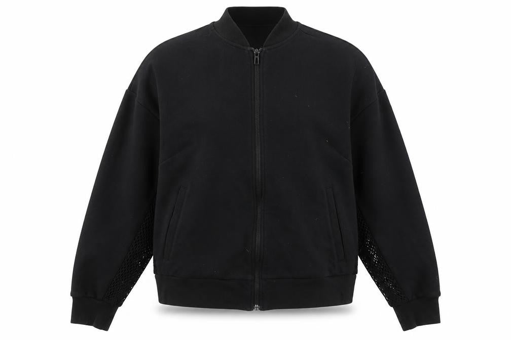 Front view of Adidas unisex black full zip sweatshirt l