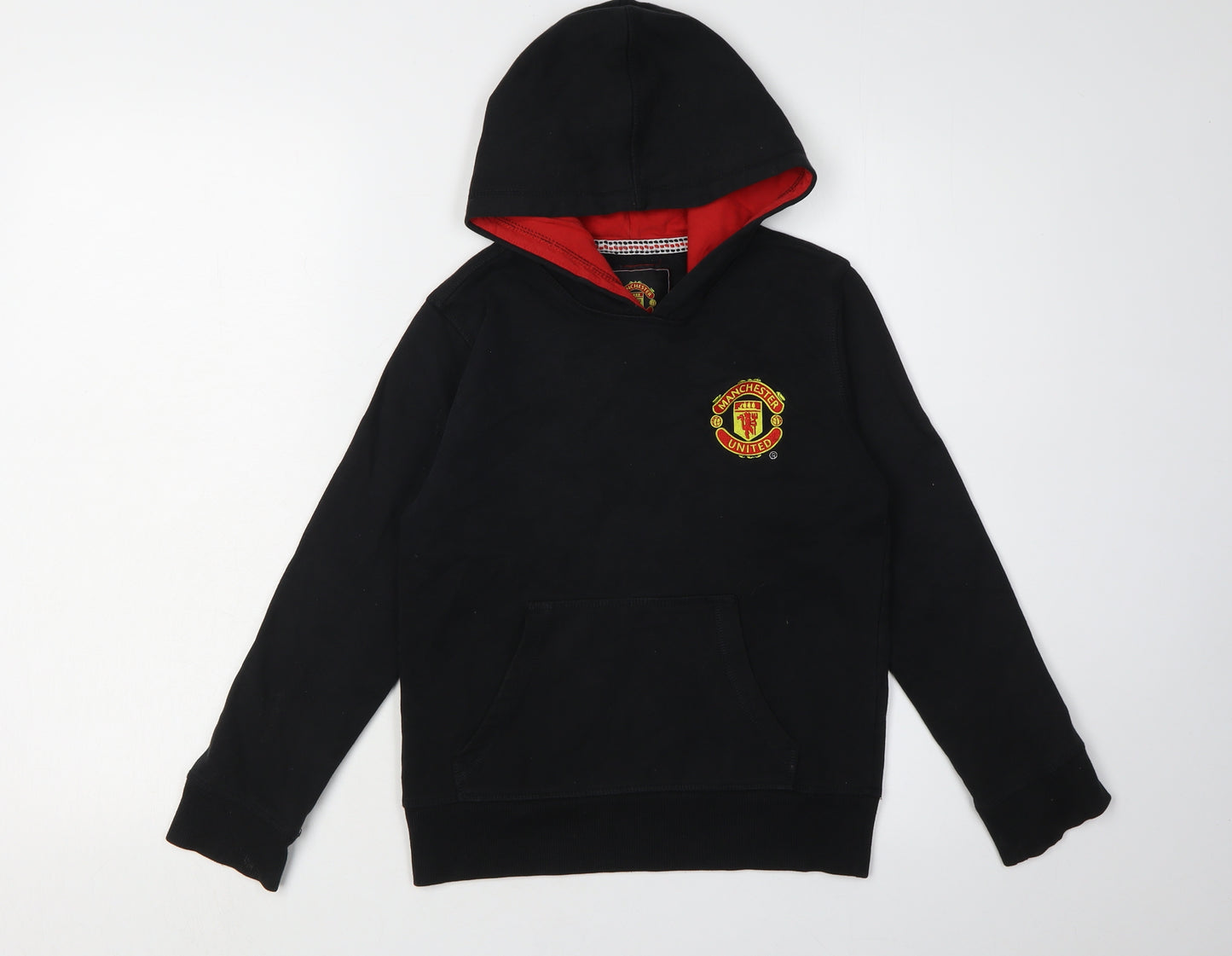 Manchester United Boys Black Hoodie Pullover 8-9 Years