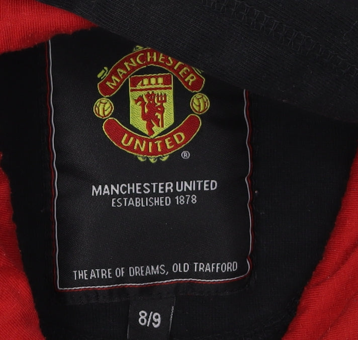 Manchester United Boys Black Hoodie Pullover 8-9 Years