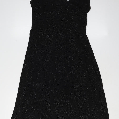 Wallis Black Sleeveless V-Neck Party Dress Size 12