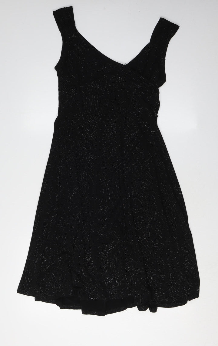 Wallis Black Sleeveless V-Neck Party Dress Size 12