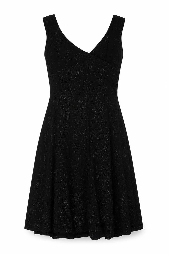 Front view of Wallis Black Sleeveless V-Neck Party Dress, size 12