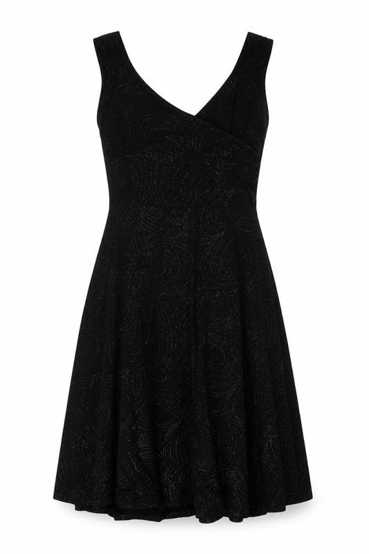 Front view of Wallis Black Sleeveless V-Neck Party Dress, size 12