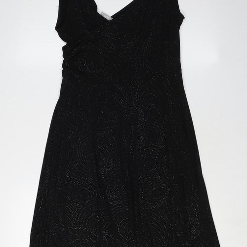 Wallis Black Sleeveless V-Neck Party Dress Size 12