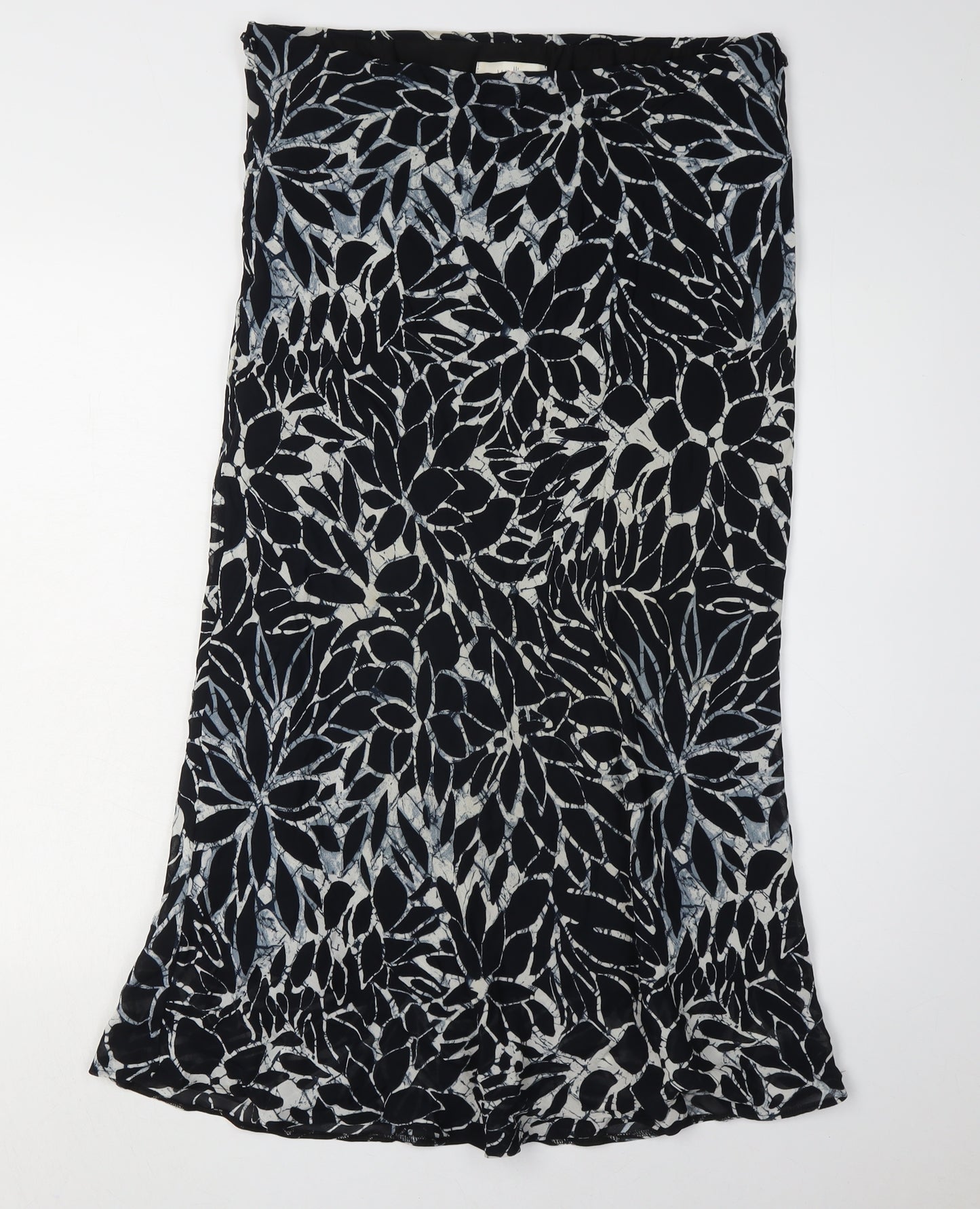 Wallis Women's Black Floral Viscose Skirt Size 16