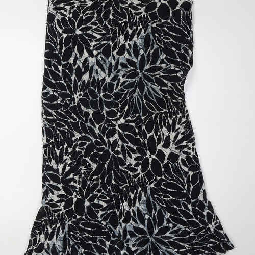 Wallis Women's Black Floral Viscose Skirt Size 16