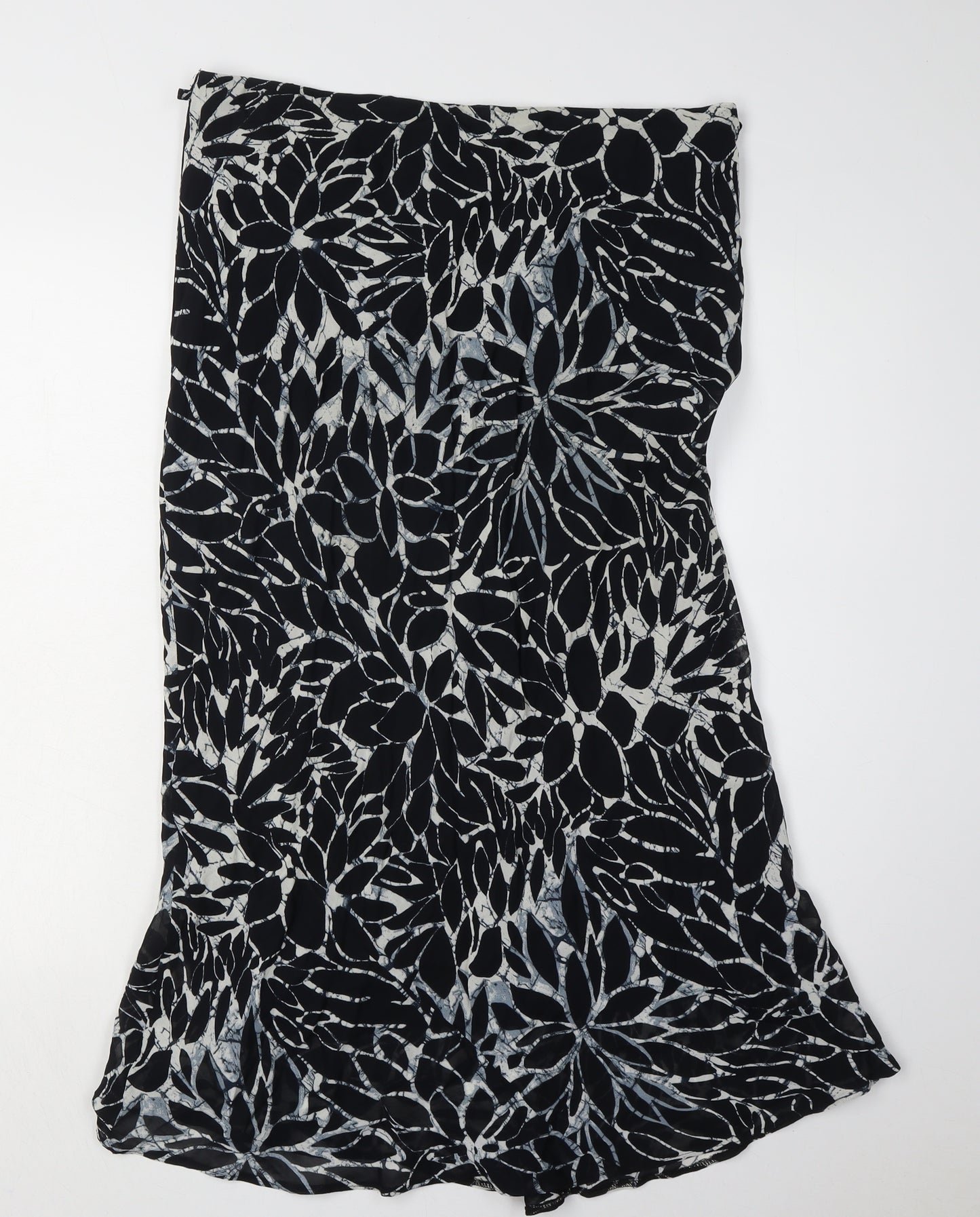 Wallis Women's Black Floral Viscose Skirt Size 16