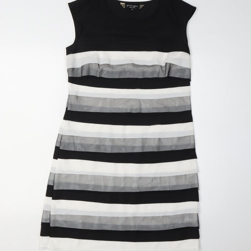 Principles Black Striped Sheath Dress, Size 10 - Elegant Style