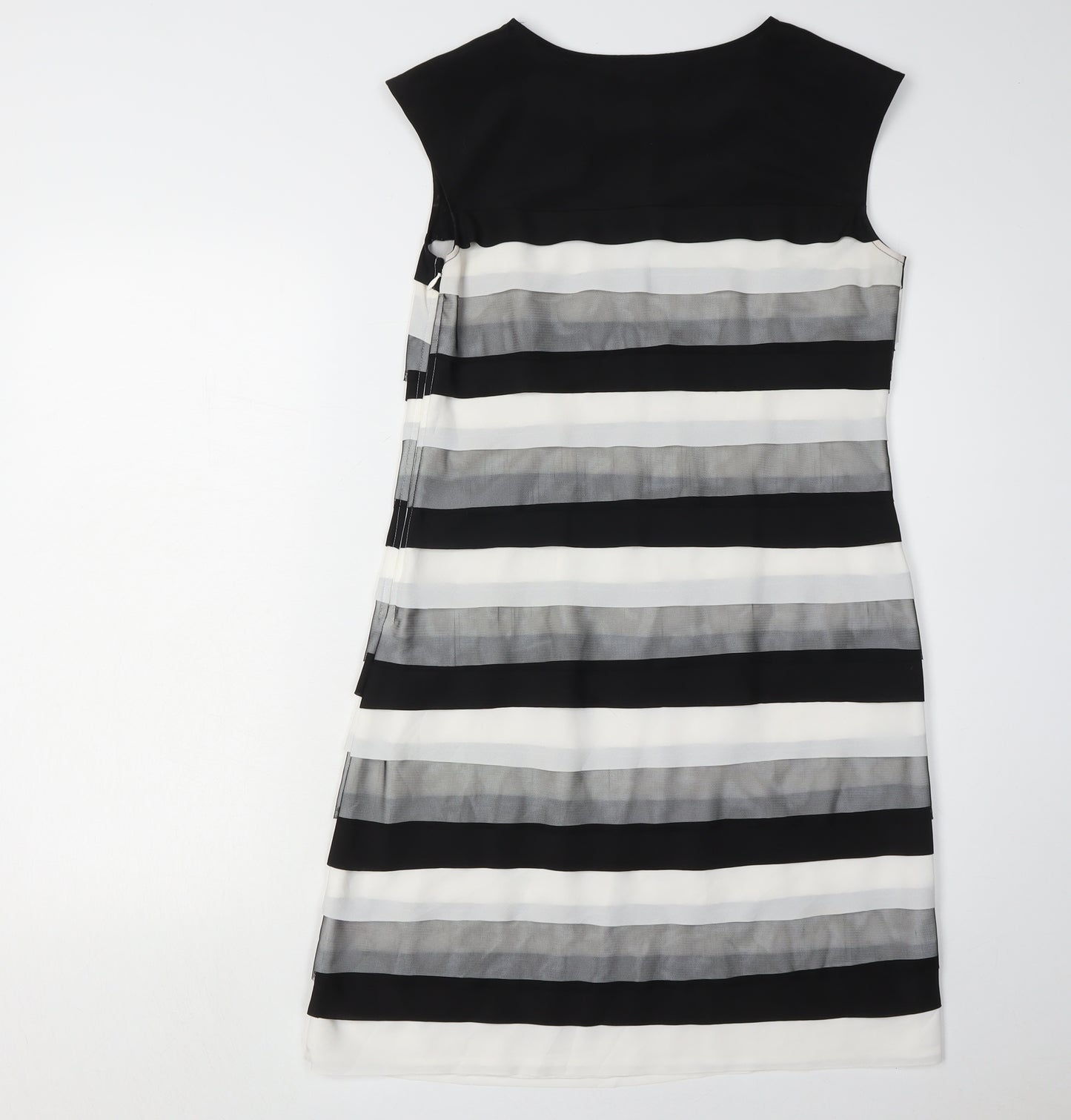 Principles Black Striped Sheath Dress, Size 10 - Elegant Style