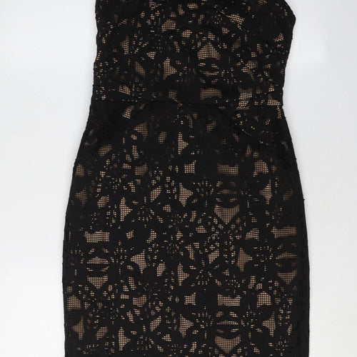 Oasis Black Sleeveless Lace Dress UK 8 Women