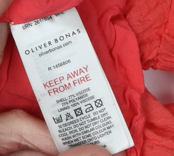 Oliver Bonas Women's Red Midi Shift Dress Size 18