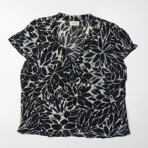 Wallis Women's Black Floral Tunic Blouse Size 18