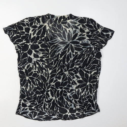 Wallis Women's Black Floral Tunic Blouse Size 18