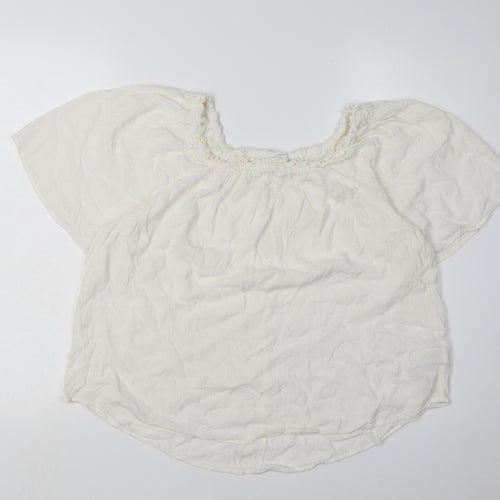 GAP Women's Ivory Blouse M Short Sleeve Rayon