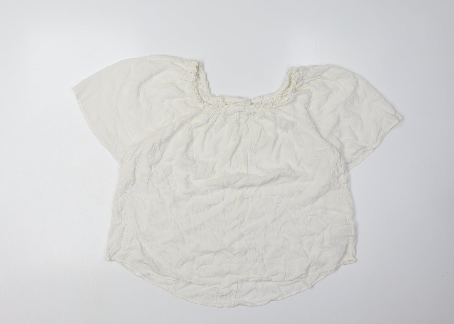 GAP Women's Ivory Blouse M Short Sleeve Rayon