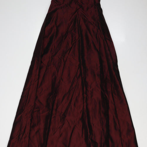 BHS Women's Long Red A-Line Strapless Dress Size 8