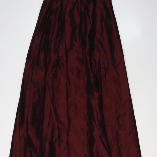 BHS Women's Long Red A-Line Strapless Dress Size 8
