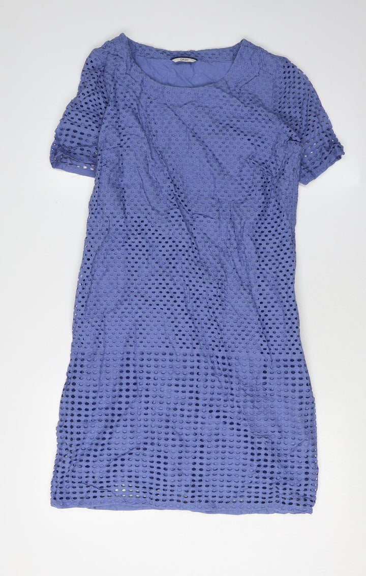 Dash Women's Blue Cotton Dress Size 10, Half Sleeve