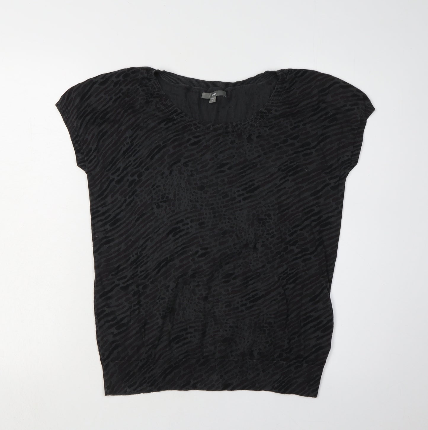 Gap Women's Black Animal Print Top M