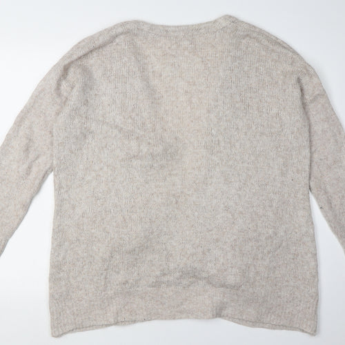 Fat Face Women's Beige Open Front Cardigan UK 14 Acrylic Blend