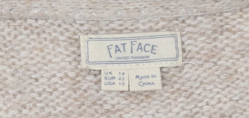 Fat Face Women's Beige Open Front Cardigan UK 14 Acrylic Blend