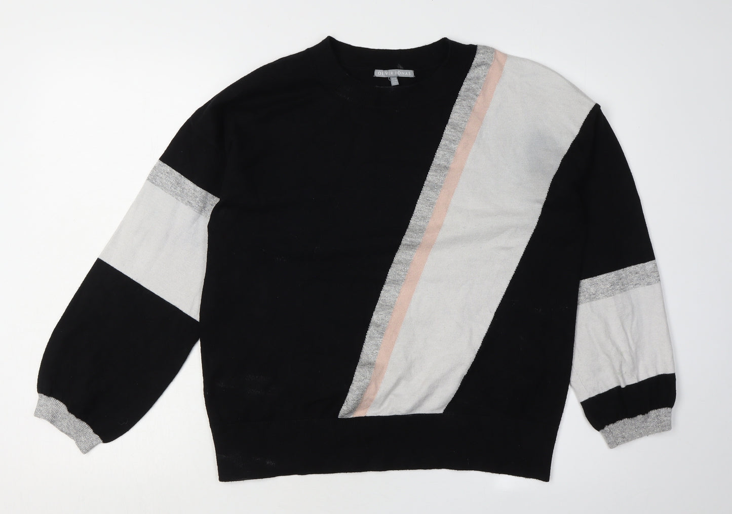 Oliver Bonas Women's Black Geometric Jumper Size 10