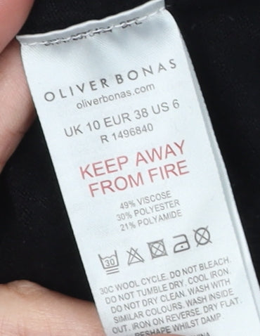 Oliver Bonas Women's Black Geometric Jumper Size 10