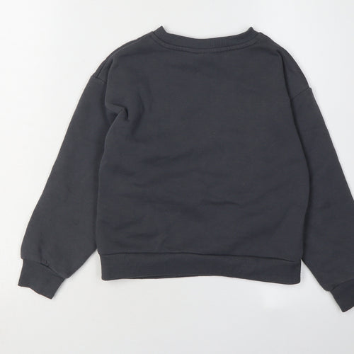 Barbie Girls Black Pullover Sweatshirt 7-8 Years Logo Print
