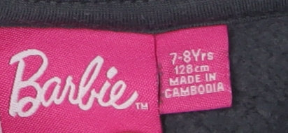 Barbie Girls Black Pullover Sweatshirt 7-8 Years Logo Print