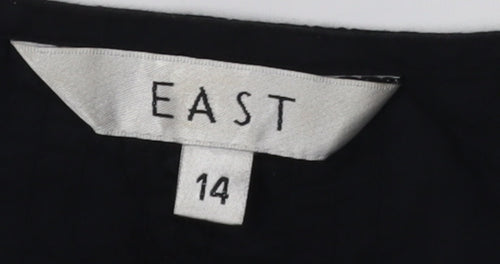 East Women's Black Beaded Cotton Tank Top Size 14
