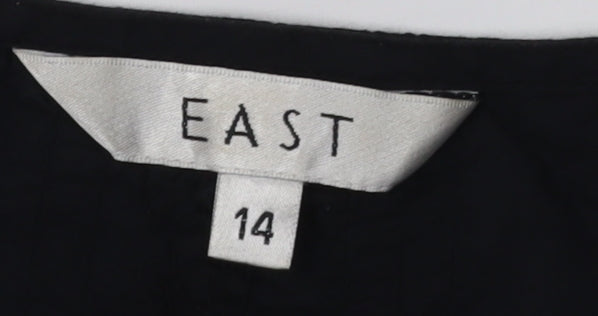 East Women's Black Beaded Cotton Tank Top Size 14