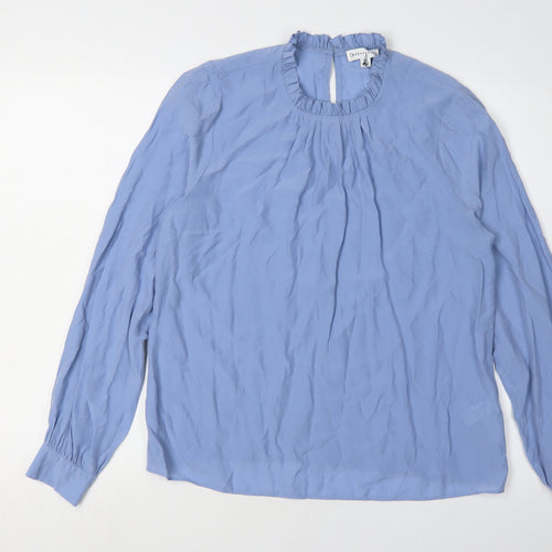 Warehouse Women’s Blue High Neck Long Sleeve Blouse