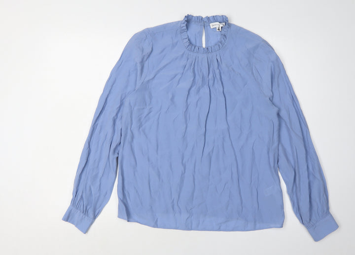 Warehouse Women’s Blue High Neck Long Sleeve Blouse