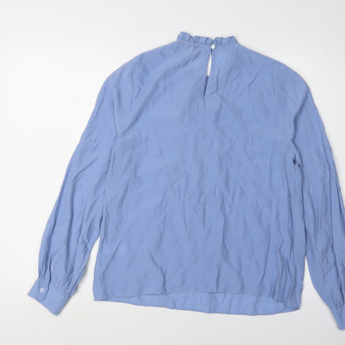 Warehouse Women’s Blue High Neck Long Sleeve Blouse