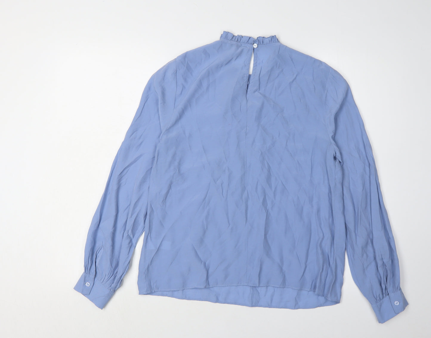 Warehouse Women’s Blue High Neck Long Sleeve Blouse