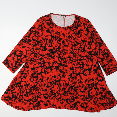 Roman Women’s Red Tunic 3/4 Sleeve Animal Print