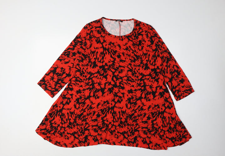 Roman Women’s Red Tunic 3/4 Sleeve Animal Print