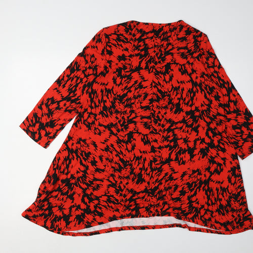 Roman Women’s Red Tunic 3/4 Sleeve Animal Print
