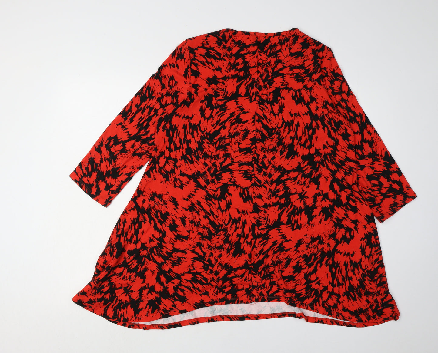 Roman Women’s Red Tunic 3/4 Sleeve Animal Print