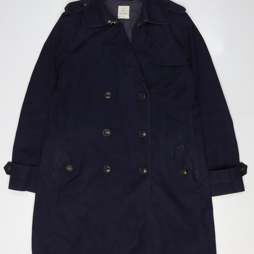Gap Women's Blue Trench Coat M Casual Regular Fit