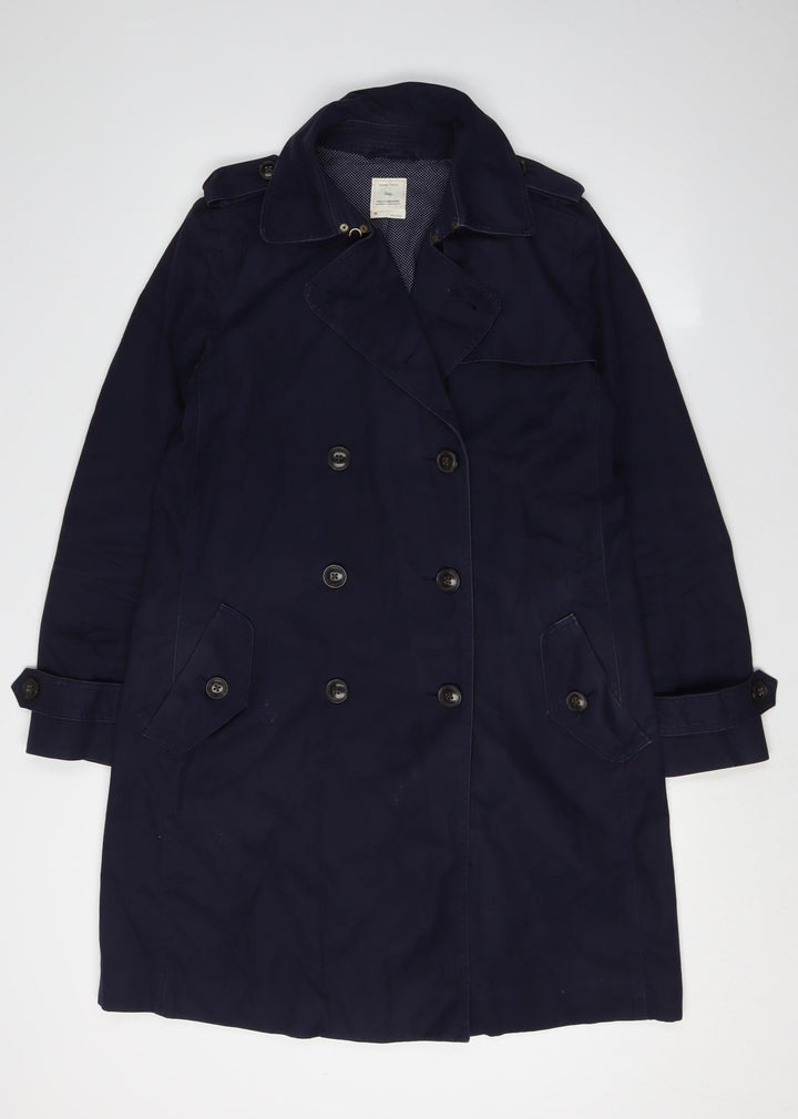 Gap Women's Blue Trench Coat M Casual Regular Fit