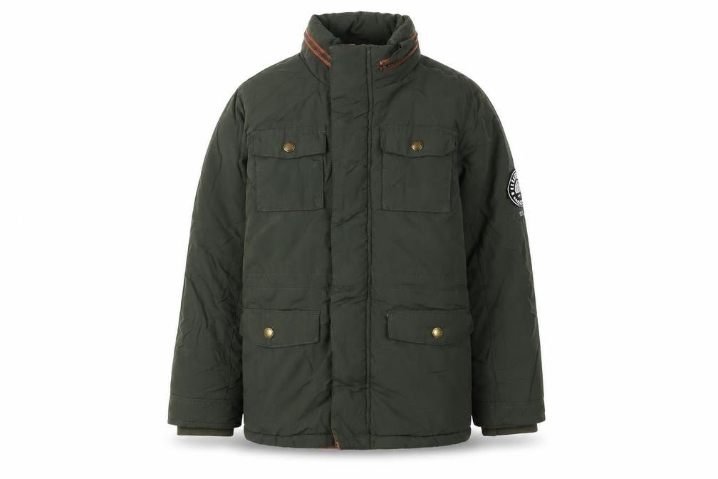 Front view of SoulCal boys’ green jacket 9-10 years with zip closure