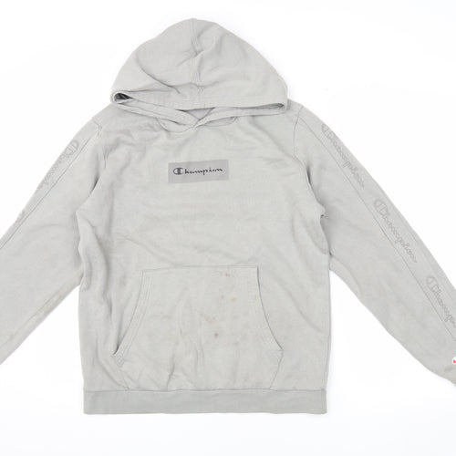 Champion Boys Grey 2XL Pullover Hoodie with Logo