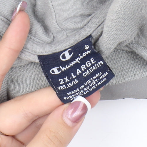 Champion Boys Grey 2XL Pullover Hoodie with Logo