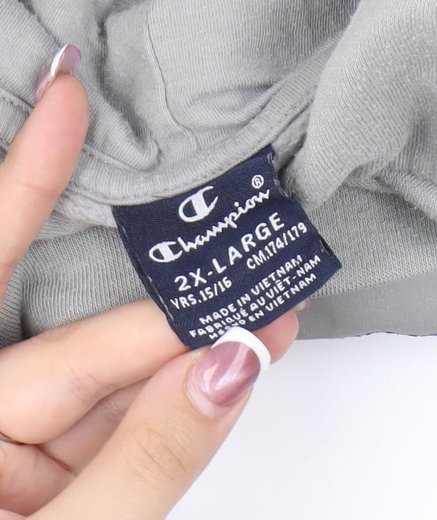 Champion Boys Grey 2XL Pullover Hoodie with Logo