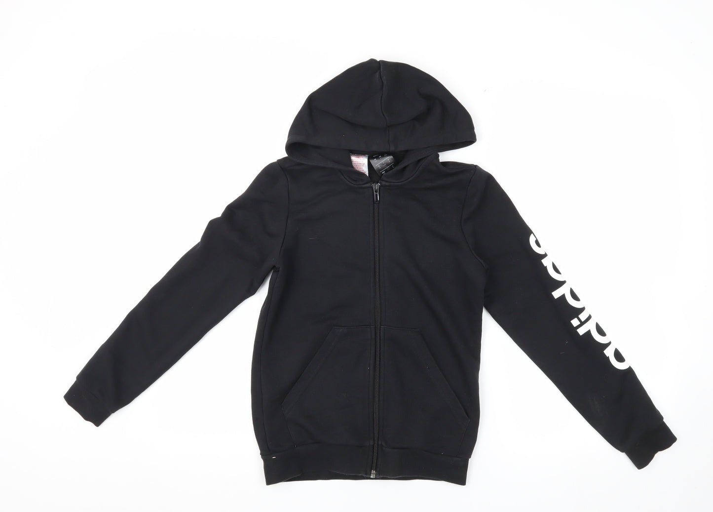 Adidas Boys Black Hooded Jacket 4-5 Years, Full Zip Casual Top