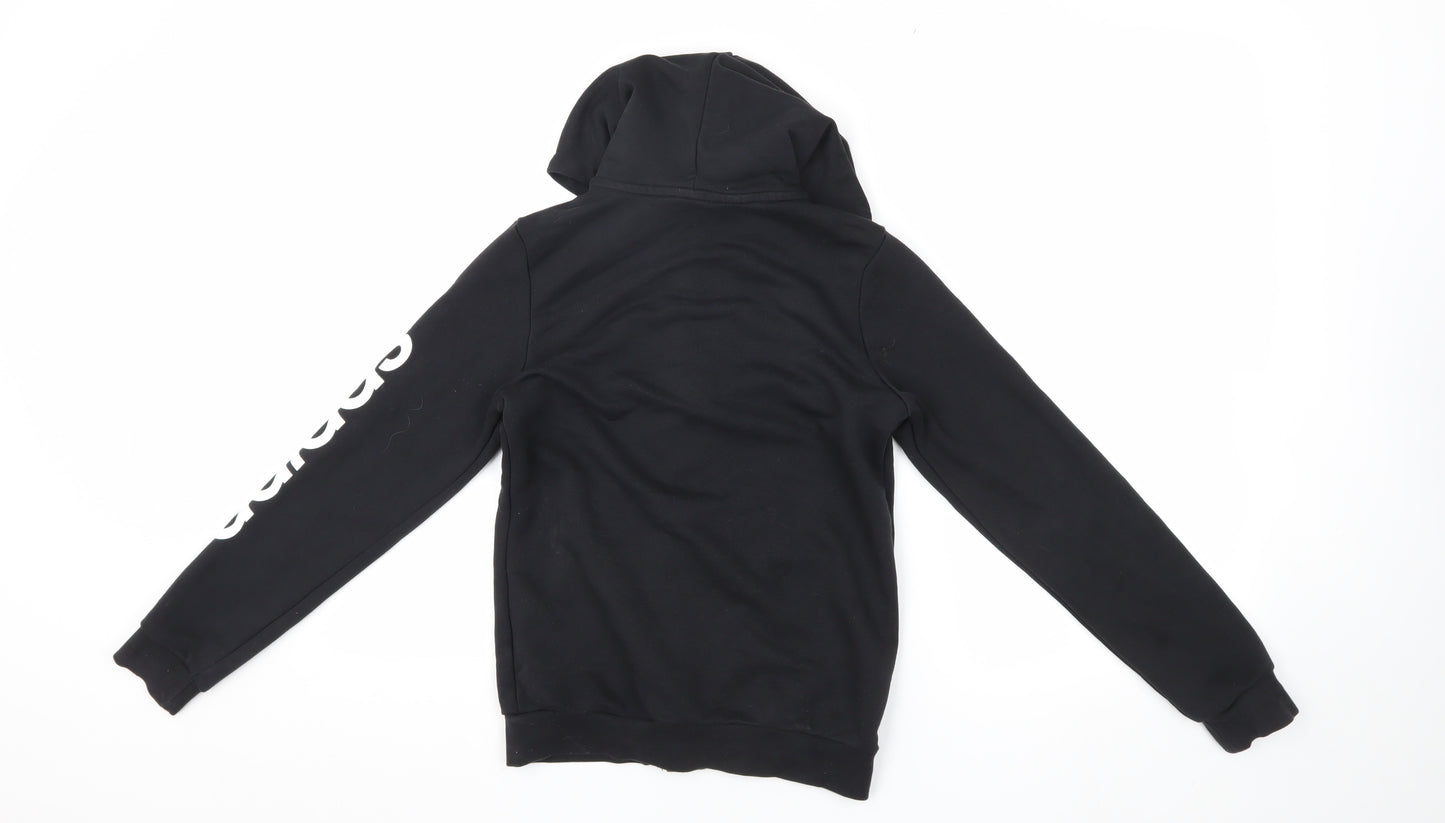 Adidas Boys Black Hooded Jacket 4-5 Years, Full Zip Casual Top